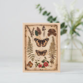 ヴィンテージ蝶シダ自然ジャーナル ポストカード (スタンド正面)