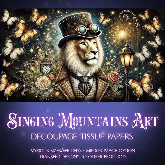 ヴィンテージ蝶スチームパンクリオンデクページ 薄葉紙