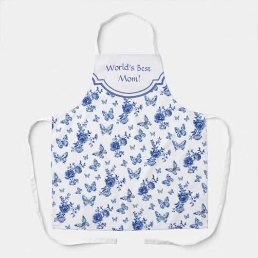 ヴィンテージ蝶バラ パーソナライズされた エプロン (正面)