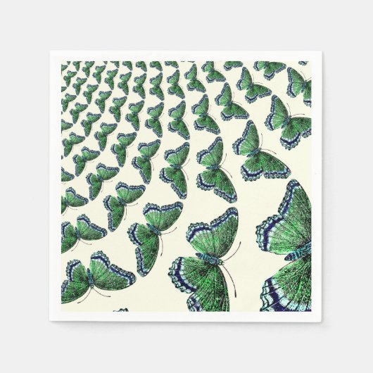 ヴィンテージ蝶パターンDecompageに最適 スタンダードカクテルナプキン (正面)