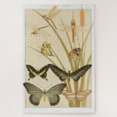 ヴィンテージ蝶パピヨンイラストレーションアート ジグソーパズル (縦)