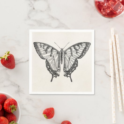 ヴィンテージ蝶パーソナライズされた蝶の昆虫 スタンダードカクテルナプキン (インサイチュ)