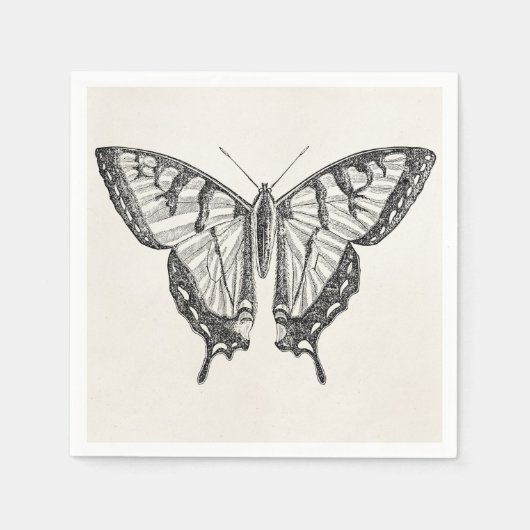 ヴィンテージ蝶パーソナライズされた蝶の昆虫 スタンダードカクテルナプキン (正面)