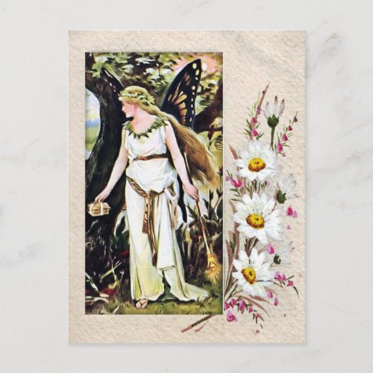 ヴィンテージ蝶フェアリー葉書 ポストカード (正面)