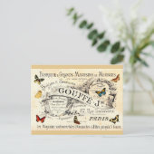 ヴィンテージ蝶フランスの広告、あなたのメッセージ ポストカード (スタンド正面)