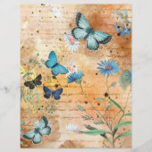 ヴィンテージ蝶フローラコラージスクラップブック紙 (正面)