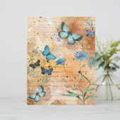 ヴィンテージ蝶フローラコラージスクラップブック紙 (スタンド正面)