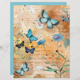 ヴィンテージ蝶フローラコラージスクラップブック紙