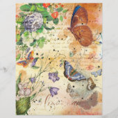 ヴィンテージ蝶フローラコラージスクラップブック紙 (正面)