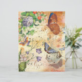 ヴィンテージ蝶フローラコラージスクラップブック紙 (スタンド正面)