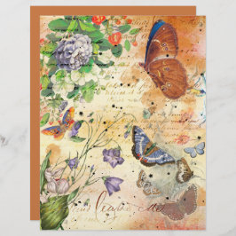 ヴィンテージ蝶フローラコラージスクラップブック紙