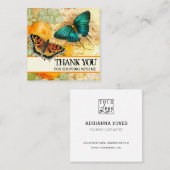 ヴィンテージ蝶フローラサンキューロゴ スクエア名刺 (正面/裏面)
