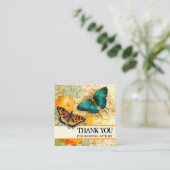 ヴィンテージ蝶フローラサンキューロゴ スクエア名刺 (スタンド正面)