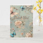 ヴィンテージ蝶フローラサンキュー結婚ズカード カード (黄色い花)