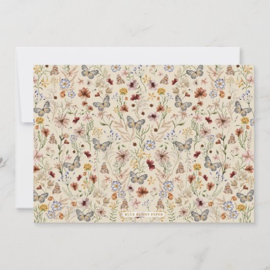 ヴィンテージ蝶ボホワイルドフラワーベビーシャワー 招待状 (裏面)