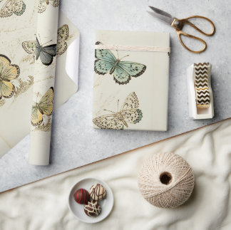 ヴィンテージ蝶ポスター ラッピングペーパー