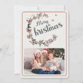 ヴィンテージ蝶メリークリスマスファミリーの写真 シーズンカード (正面)