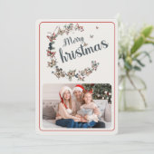 ヴィンテージ蝶メリークリスマスファミリーの写真 シーズンカード (スタンド正面)