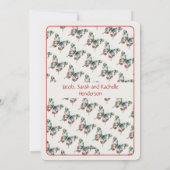 ヴィンテージ蝶メリークリスマスファミリーの写真 シーズンカード (裏面)