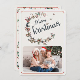 ヴィンテージ蝶メリークリスマスファミリーの写真 シーズンカード