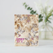 ヴィンテージ蝶壁紙 ポストカード (スタンド正面)