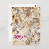 ヴィンテージ蝶壁紙 ポストカード (正面/裏面)