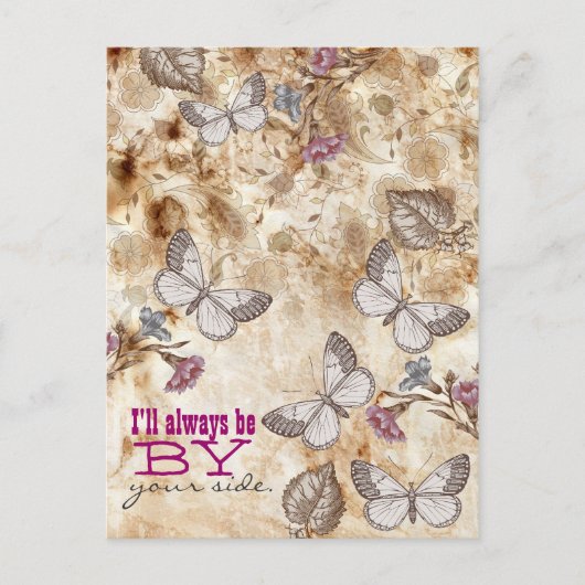 ヴィンテージ蝶壁紙 ポストカード (正面)