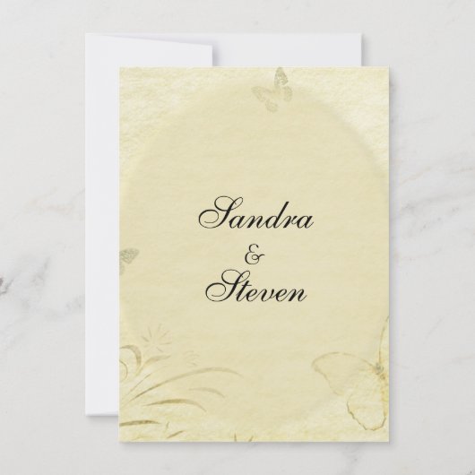 ヴィンテージ蝶結婚式招待状 招待状 (裏面)