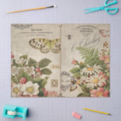 ヴィンテージ蝶花模様とエフエマデクページ 薄葉紙 (クラフト)