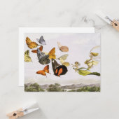 ヴィンテージ蝶&フェアリーオールドイラストレーションアート カード (正面/裏面インサイチュ)