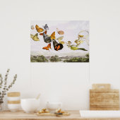 ヴィンテージ蝶&フェアリーオールドイラストレーションアート ポスター (キッチン)