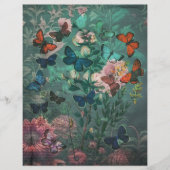 ヴィンテージ蝶&フラワーブルースクラップブック紙 (正面)