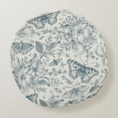 ヴィンテージ蝶、ルナガと花 ラウンドクッション (裏面)