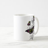 ヴィンテージ蝶、審美花 コーヒーマグカップ (正面右)