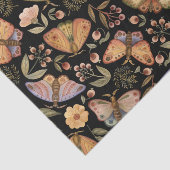 ヴィンテージ蝶、花と果実ブラック 薄葉紙 (詳細)