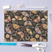 ヴィンテージ蝶、花と果実ブラック 薄葉紙 (クラフト)