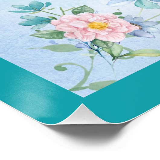 ヴィンテージ蝶、花と渦巻き90誕生日 ポスター (コーナー)