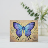 ヴィンテージ蝶No. 5水彩画 ポストカード (スタンド正面)