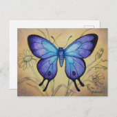 ヴィンテージ蝶No. 5水彩画 ポストカード (正面/裏面)