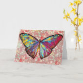 ヴィンテージ蝶onパターンアートノートカード2 カード (黄色い花)