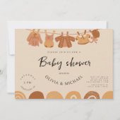 ヴィンテージ衣料品ニュートラル赤ちゃんシャワー写真 招待状 (正面)