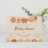 ヴィンテージ衣料品ニュートラル赤ちゃんシャワー写真 招待状 (スタンド正面)