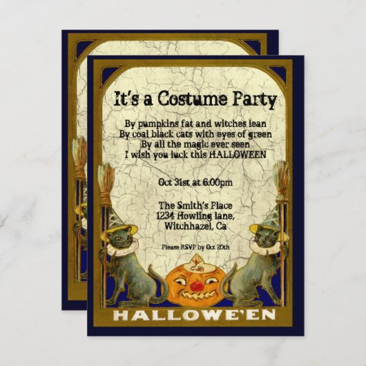 ヴィンテージ衣装パーティの招待状 招待状 (正面/裏面)