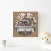 ヴィンテージ表のアンティーク書ローマ数字 スクエア壁時計 (ホーム)