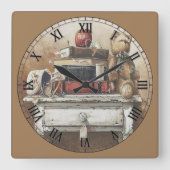 ヴィンテージ表のアンティーク書ローマ数字 スクエア壁時計 (正面)