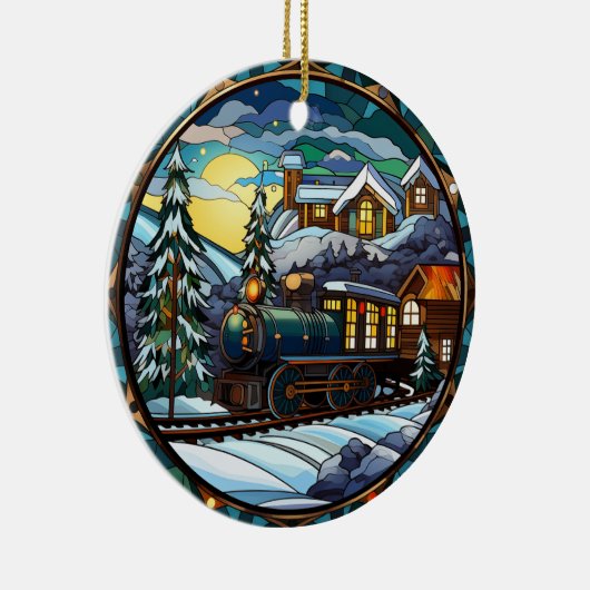 ヴィンテージ表現冬ステンドグラスオーナメント セラミックオーナメント (右)
