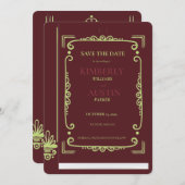 ヴィンテージ表紙 |ブックテーマ日付の保存 招待状 (正面/裏面)