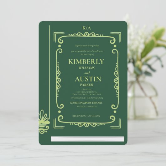 ヴィンテージ表紙 |ブックテーマ結婚ズ 招待状 (スタンド正面)