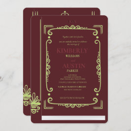 ヴィンテージ表紙 |ブックテーマ結婚式招待状 招待状