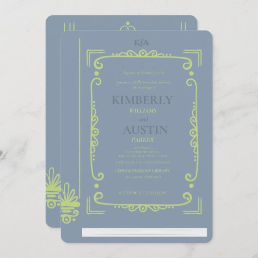 ヴィンテージ表紙 |ブックテーマ結婚式招待状 招待状 (正面/裏面)